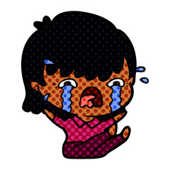Fototapeta premium cartoon girl crying