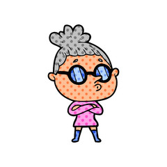 cartoon woman wearing glasses