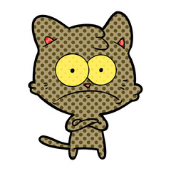 cartoon nervous cat
