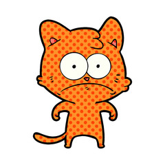 cartoon nervous cat