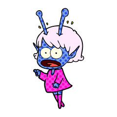 cartoon shocked alien girl