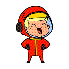 happy cartoon astronaut