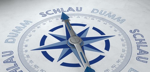 Pfeil zeigt auf das Wort Schlau vs Dumm