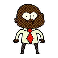 cartoon bald man staring