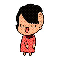 cute cartoon girl with hipster haircut