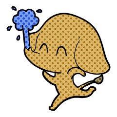 cute cartoon elephant spouting water
