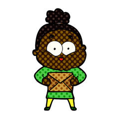 cartoon happy old woman