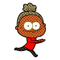 cartoon happy old woman