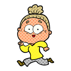 cartoon happy old woman