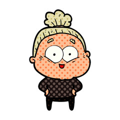 cartoon happy old woman