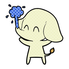 cute cartoon elephant spouting water
