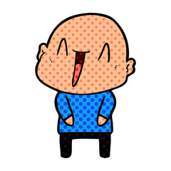 happy cartoon bald man
