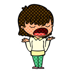cartoon woman talking loudly