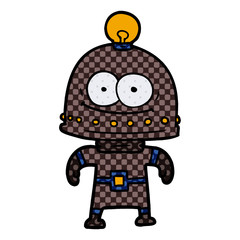 happy carton robot with light bulb