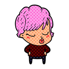 cartoon woman with eyes shut