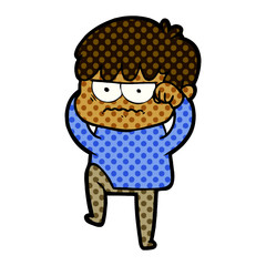 annoyed cartoon boy
