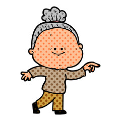 cartoon happy old woman