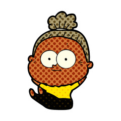 cartoon happy old woman