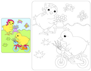 Easter chicken bicycle