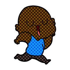 happy cartoon bald man