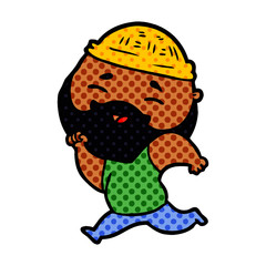 cartoon happy bearded man