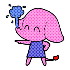 cute cartoon elephant spouting water