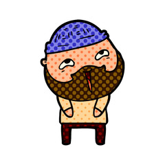 cartoon happy bearded man