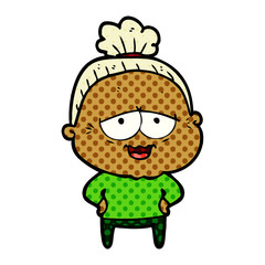 cartoon happy old lady