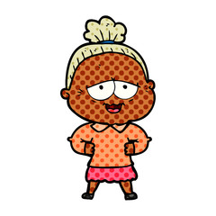 cartoon happy old lady