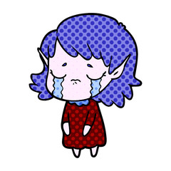 crying cartoon elf girl