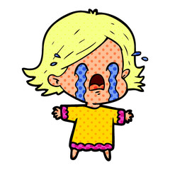 cartoon woman crying