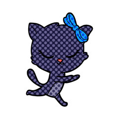 Obraz premium cute cartoon cat with bow