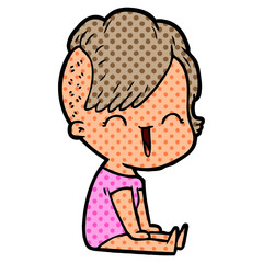 cartoon happy hipster girl