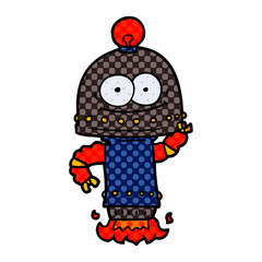 happy carton robot with light bulb