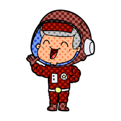 happy cartoon astronaut