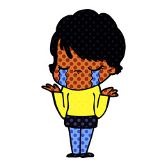 cartoon woman crying