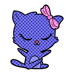 cute cartoon cat with bow