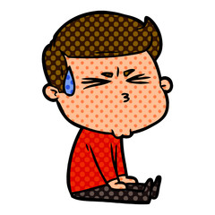 cartoon man sweating