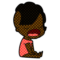 cartoon cool hipster girl talking