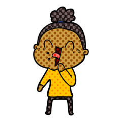 cartoon happy old woman