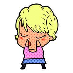 cartoon woman with eyes shut