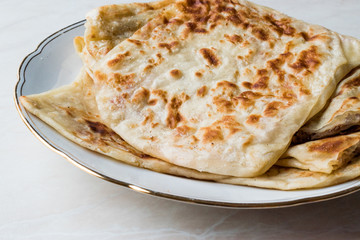 Traditional Qutab or Gozleme made with Dough, Minced Meat or Cheese