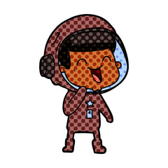 happy cartoon astronaut