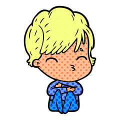 cartoon woman thinking