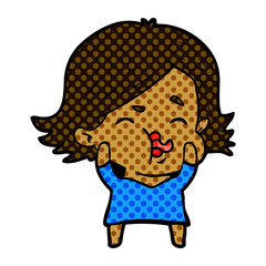 cartoon girl pulling face