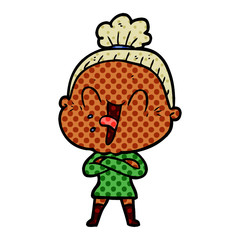 cartoon happy old woman
