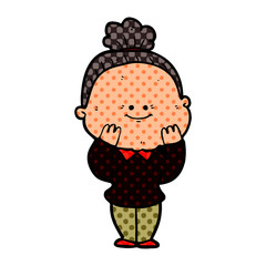 cartoon happy old woman