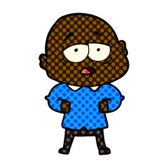 cartoon tired bald man