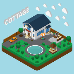 Vacation Home Isometric Composition