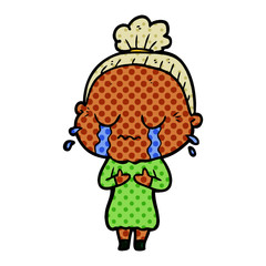 cartoon crying old lady